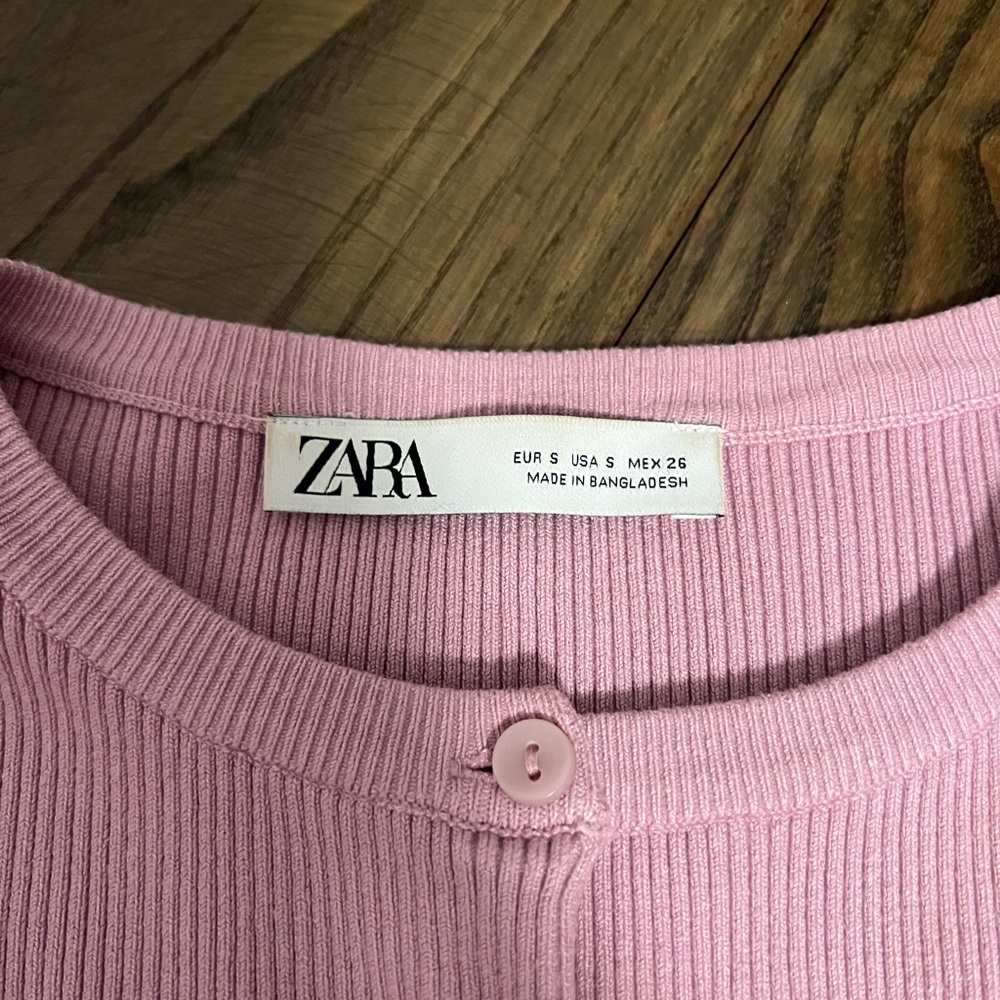 Zara Pink Ribbed Button-Up Cardigan - Picture 2 of 2